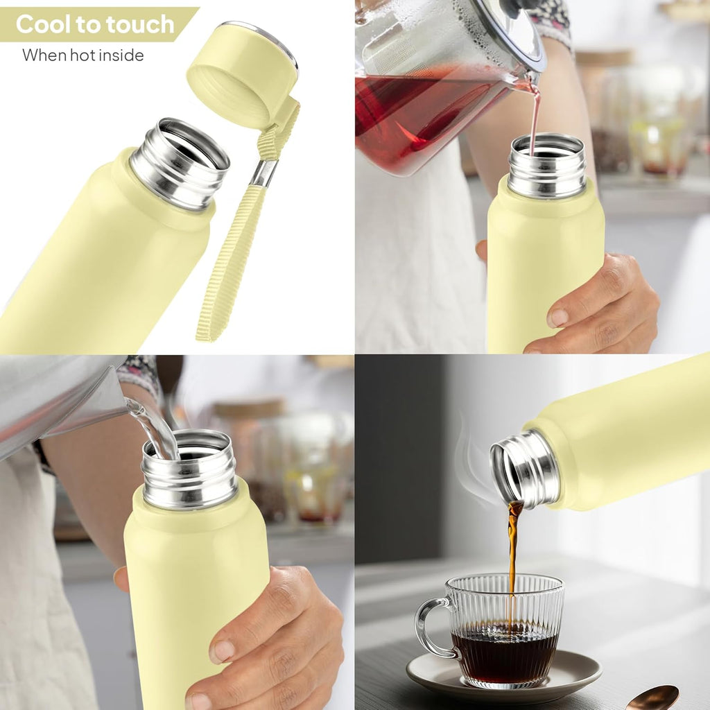 Cello Puro Steel-X Benz 900 PU Insulated Water Bottle 650 ml Green | BPA Free, Leakproof, ISI Certified |Hot & Cold Bottle for Gym, Office, College, Travel, Camping, Indoor & Outdoor Sports & Yoga