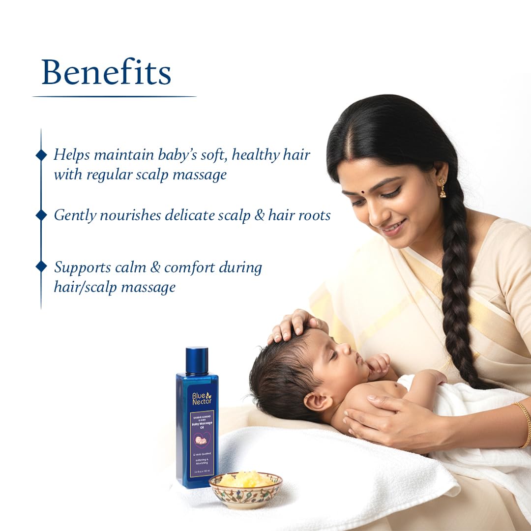 Blue Nectar Ayurvedic Baby Hair Oil with Ghee for Healthy Scalp