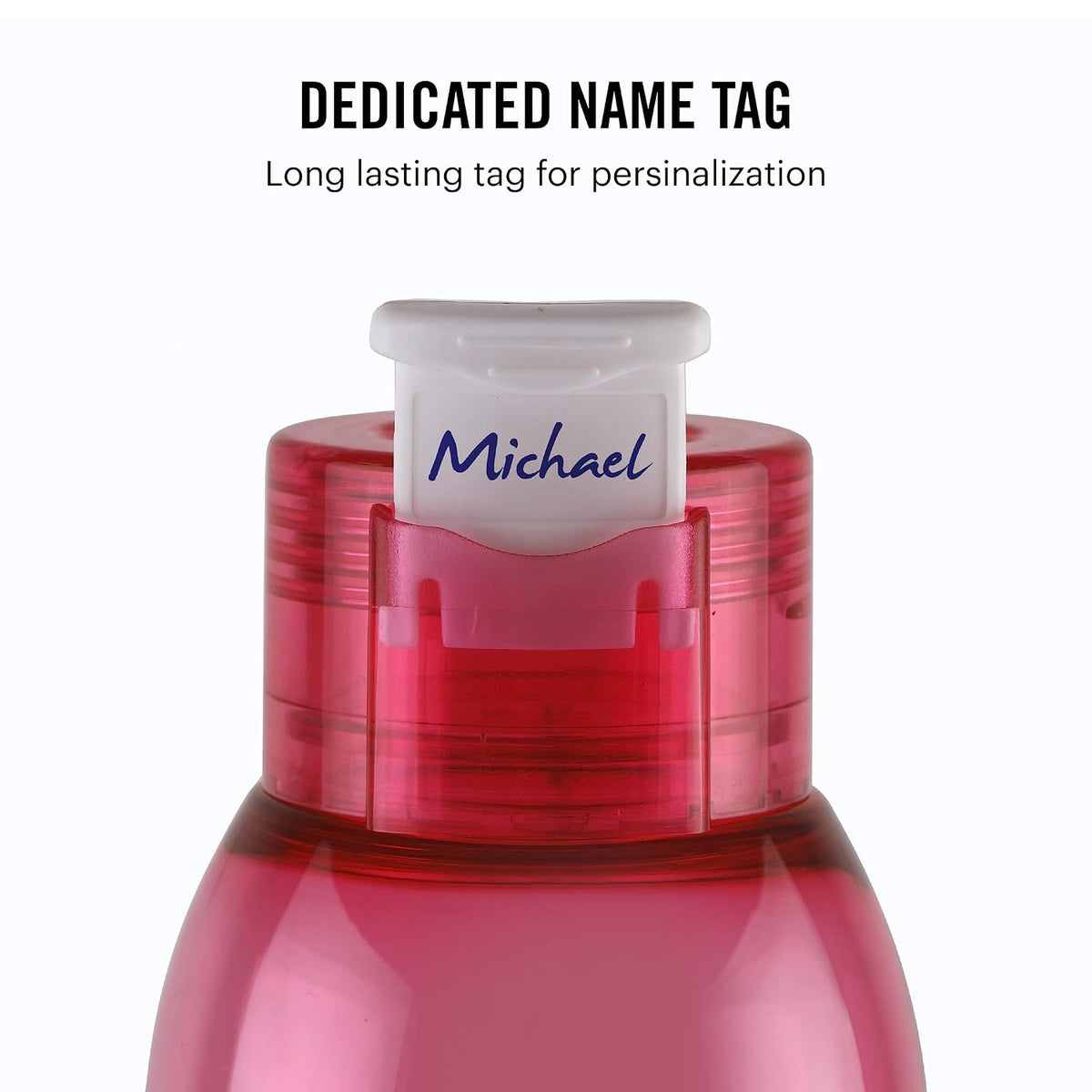 CELLO My Tag PET Water Bottle | 100% food grade | Leak proof and Break proof | Set of 3-1000ml | Pink