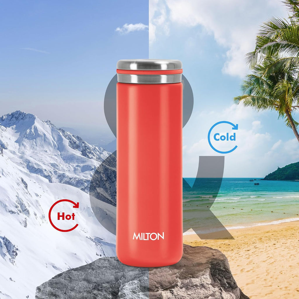 Milton Shiny 300 Thermosteel Water Bottle 280 ml, Long Hours Hot and Cold I Leak Proof Lid, ISI Certified I Vacuum Insulated I for Office, Gym, School I Red