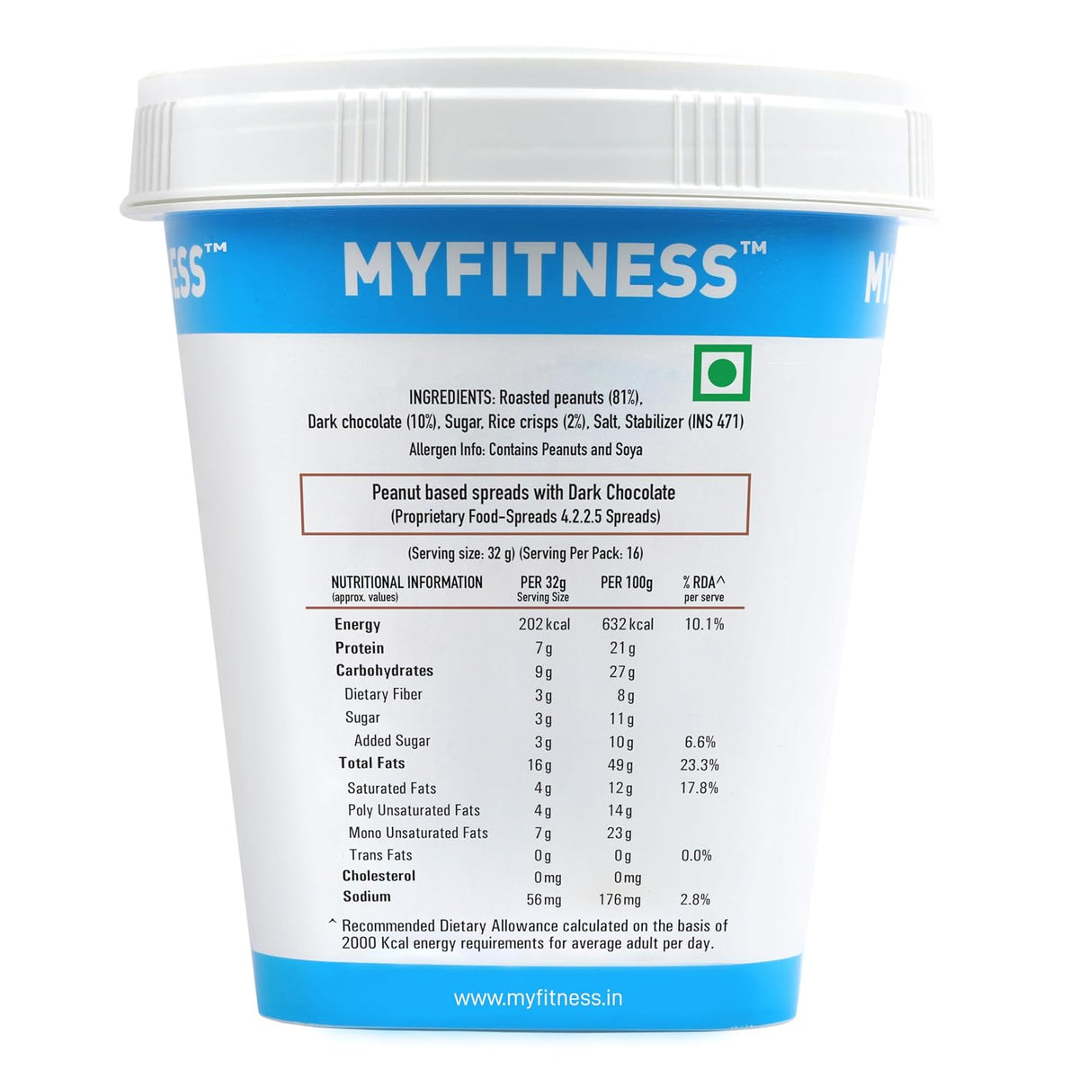 MYFITNESS Peanut Butter Chocolate Spread Crispy 510g (Pack of 2)