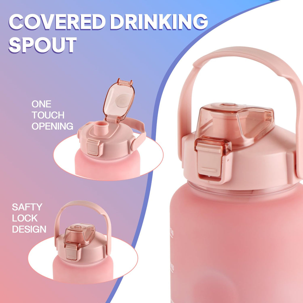 CELLO All Day Set of 3 Pieces Water Bottles Daily Use, Pink (310ml, 790ml, 2085ml) | BPA Free Leakproof Lightweight Easy to Carry Different Sizes Water Bottle For School, Workout, Gym & Office