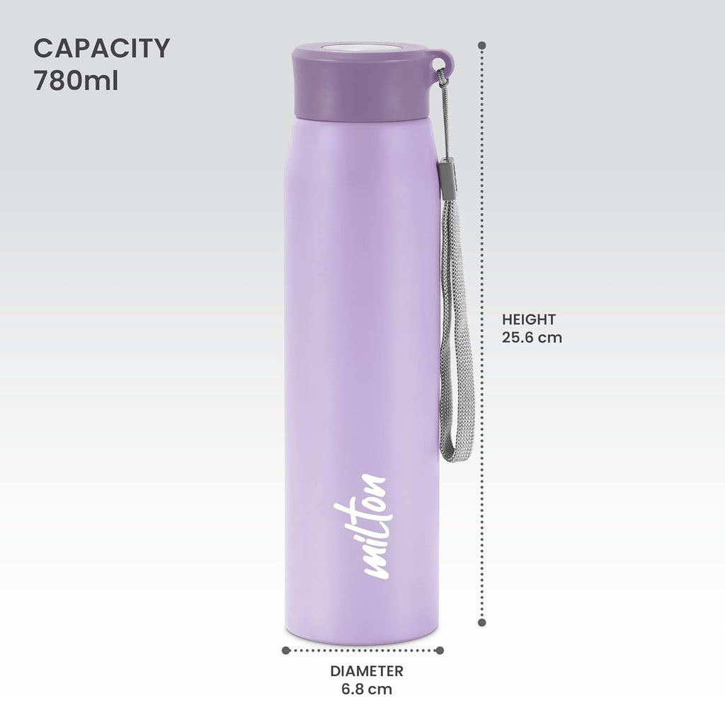 MILTON Handy 850 Stainless Steel Sipper Water Bottle 780 ml, Single Walled, ISI Certified I Leak Proof Lid, Rust Proof I For School, Office, Gym I Purple