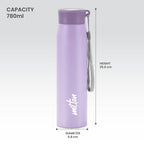 MILTON Handy 850 Stainless Steel Sipper Water Bottle 780 ml, Single Walled, ISI Certified I Leak Proof Lid, Rust Proof I For School, Office, Gym I Purple