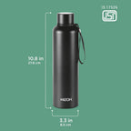 Milton Aura 1000 Thermosteel Water Bottle, 24 Hr Hot and Cold I Leak Proof Lid, ISI Certified I Vacuum Insulated I for Office, Gym, School I Black