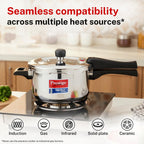 Prestige 5L+3L Triply Svachh Outer Lid Pressure Cooker Combi with 2 Lids|Gas & Induction Compatible|Deep lid for spillage control|Triply body for even heat distribution|5 Years Warranty|ISI Certified