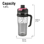 MILTON Champion 1250 2-in-1 Sip or Gulp Lid Tumbler 1.21L | Tritan Plastic Water Bottle with Handle | Leak-Proof, BPA-Free | Perfect for School, Gym, Office, Travel Bottle for Men and Women, Black