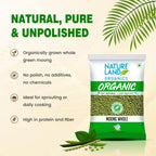 Natureland Organics Moong Sabut/Whole Daal 1 Kg - Organic Healthy Pulses