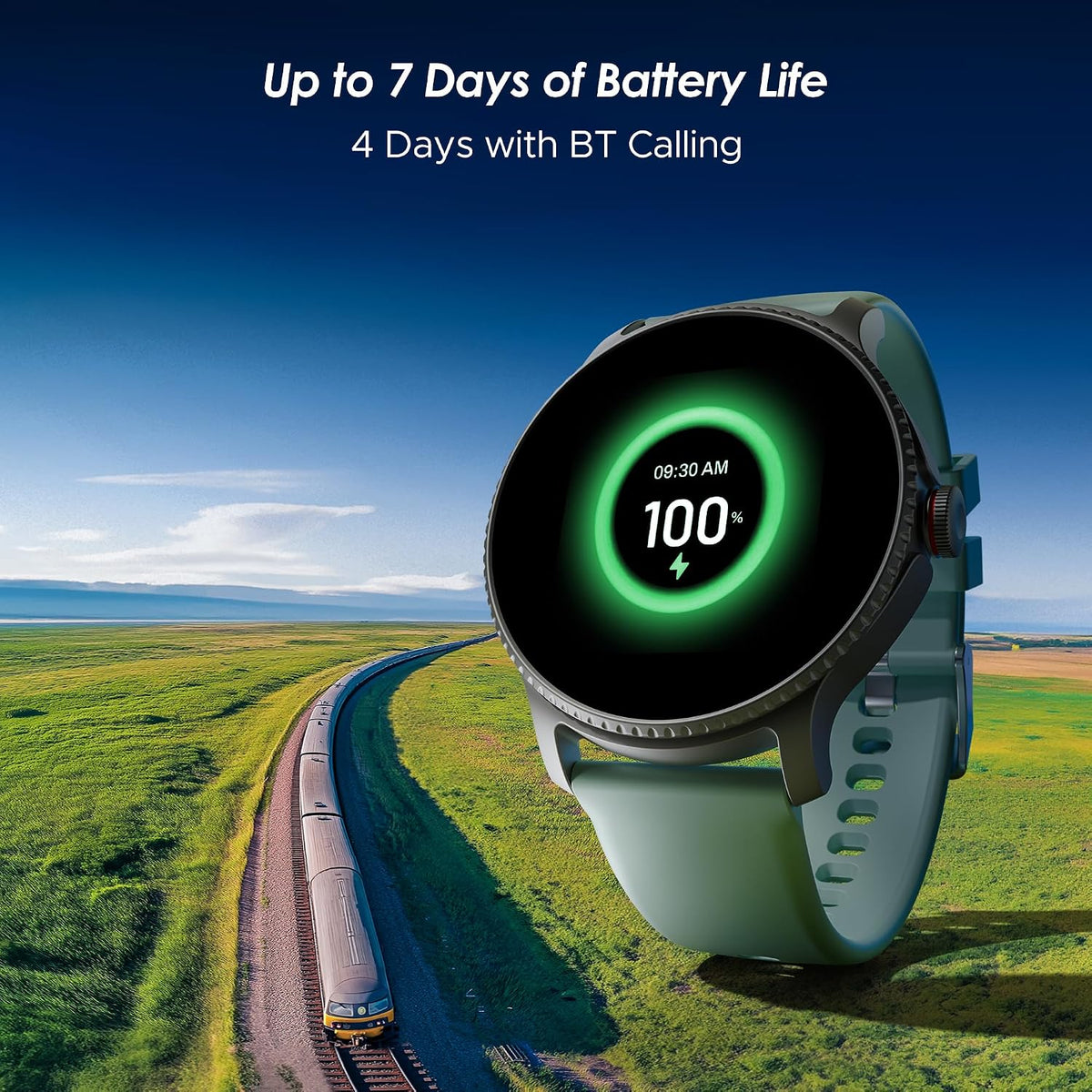 boAt Lunar Discovery – 2026 Edition w/ 1.39" (3.5 cm) HD Display, Bluetooth Calling, Emergency SOS, HR, SpO2 & Sleep Tracking Smart Watch for Men & Women (Mint Green)