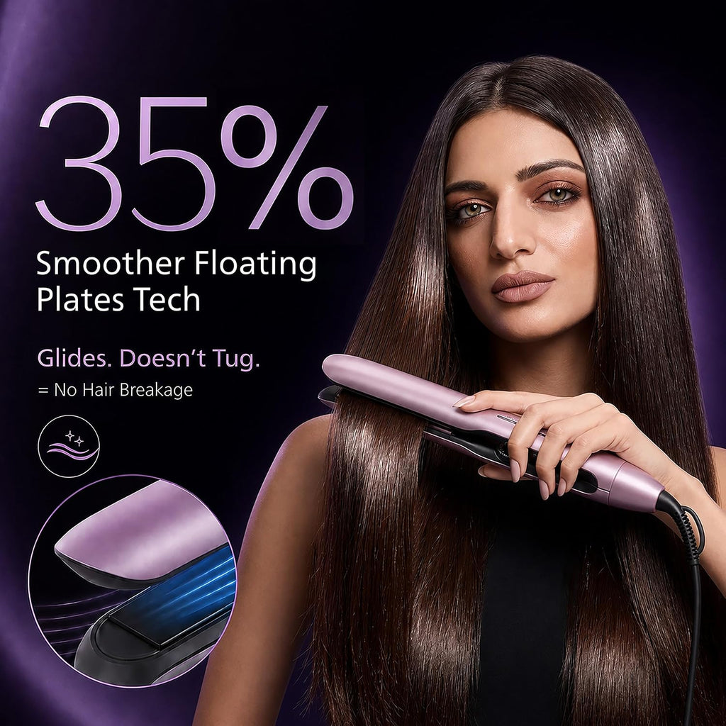 Philips India's No.1 Hair Styling Brand - One Stroke Hair Straightener | 50% Faster Straightening | 3 days salon-like hair | 12 Temperature Settings (120–230°C) Designed for Indian Hair | BHS530