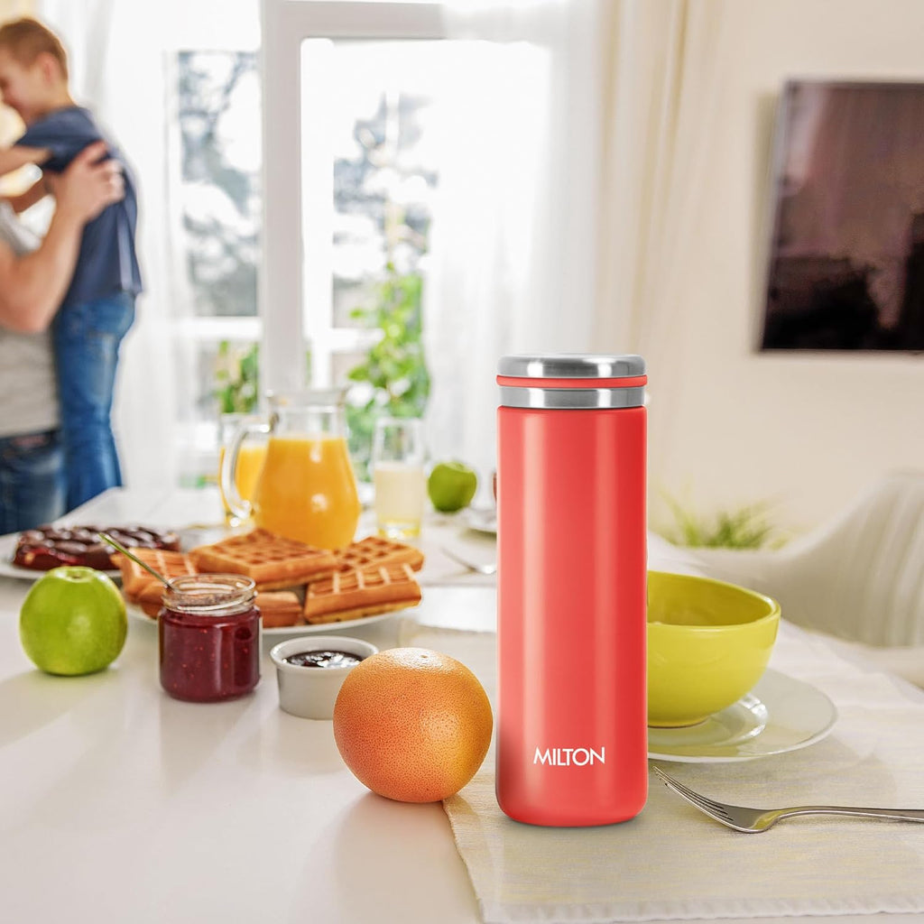 Milton Shiny 300 Thermosteel Water Bottle 280 ml, Long Hours Hot and Cold I Leak Proof Lid, ISI Certified I Vacuum Insulated I for Office, Gym, School I Red
