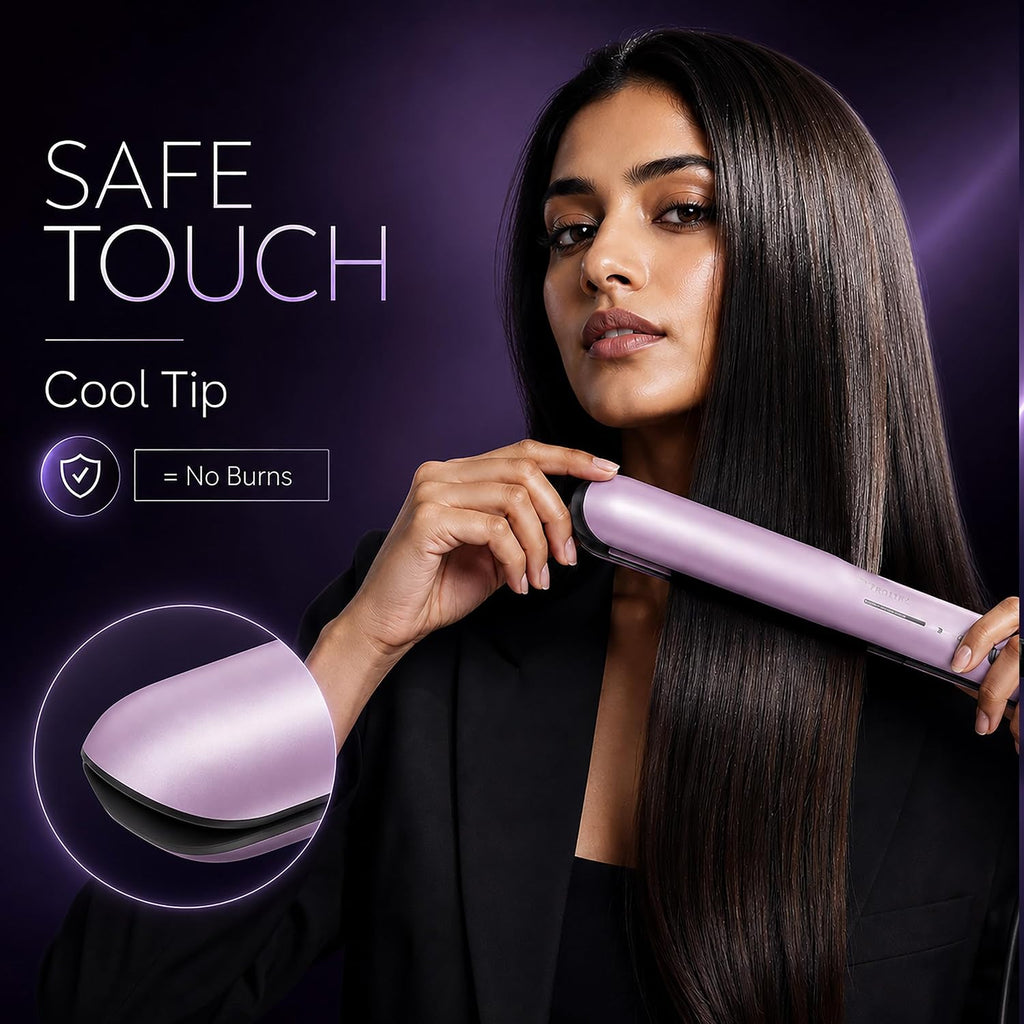 Philips India's No.1 Hair Styling Brand - One Stroke Hair Straightener | 50% Faster Straightening | 3 days salon-like hair | 12 Temperature Settings (120–230°C) Designed for Indian Hair | BHS530