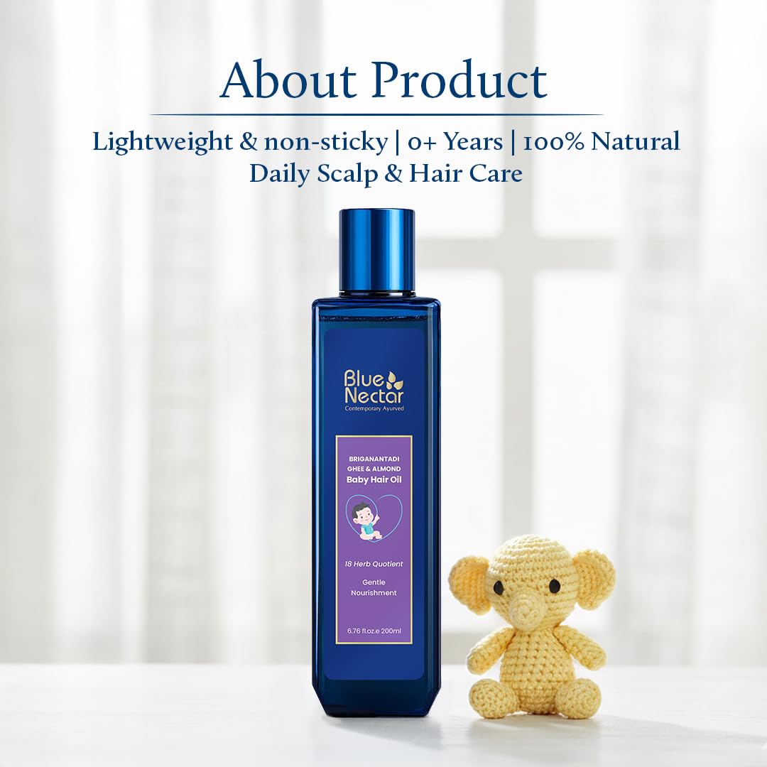 Blue Nectar Ayurvedic Baby Hair Oil with Ghee for Healthy Scalp