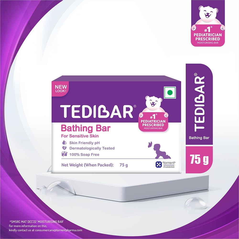 Spoo No-Tear Formula baby shampoo 125ml from Tedibar Family + Tedibar Moisturising Baby Bathing Bar 75g - By Torrent Pharma