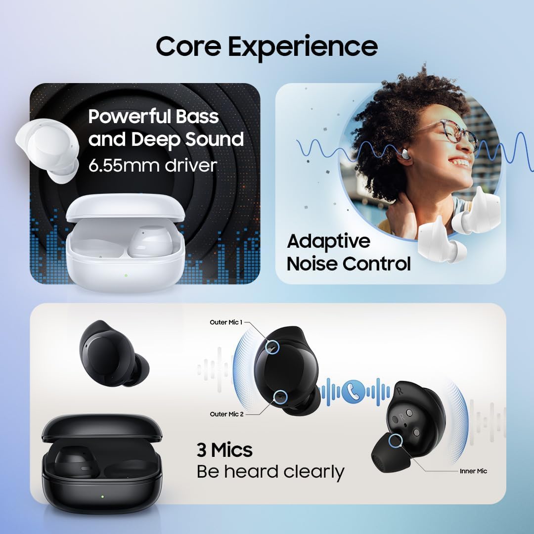 Samsung Galaxy Buds Core SM-R410 (2025) | Bluetooth 5.4 | Active Noise Cancelation | up to 35h Continuous Music Playblack - (White)