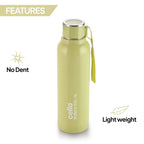 Cello Puro Steel-X Benz 900 PU Insulated Water Bottle 650 ml Green | BPA Free, Leakproof, ISI Certified |Hot & Cold Bottle for Gym, Office, College, Travel, Camping, Indoor & Outdoor Sports & Yoga