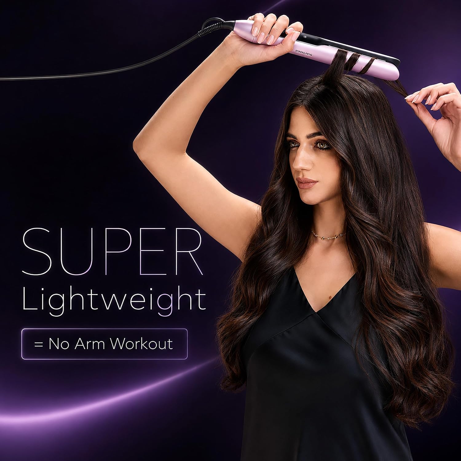 Philips India's No.1 Hair Styling Brand - One Stroke Hair Straightener | 50% Faster Straightening | 3 days salon-like hair | 12 Temperature Settings (120–230°C) Designed for Indian Hair | BHS530