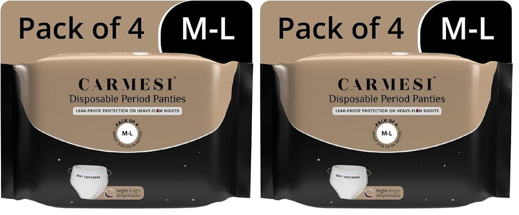 Carmesi Disposable Period Panties for Women - Pack of 8 (M-L) | 360° Protection for Super Heavy Flow | Leak Proof & No Rashes | Maternity Panties | All Night Protection | Ultra Absorbent Core