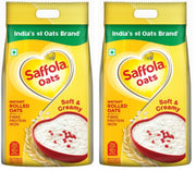 Saffola Oats | 2kg | Instant Rolled |Soft & Creamy |Power of Protein, Iron & Fibre | Nutritious grain (Pack of 2)