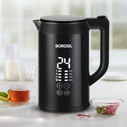 Borosil Cooltouch 1.5L 1350W Digital Electric Kettle | Temprature Display, Double Wall, Keep Warm Function with Wide Mouth | Can make Tea, Noodles, Soup, Boiled Eggs, Vegetable etc. | 2 years Warranty