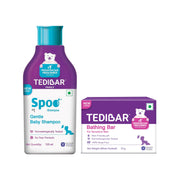 Spoo No-Tear Formula baby shampoo 125ml from Tedibar Family + Tedibar Moisturising Baby Bathing Bar 75g - By Torrent Pharma