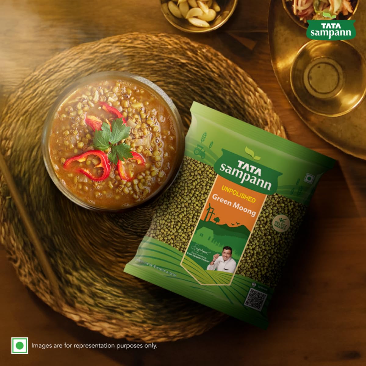 Tata Sampann Unpolished Green Moong Dal (Whole), 500gm