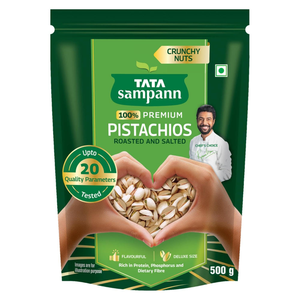 ata Sampann Pistachios Roasted &amp; Salted, Pista, 500g,