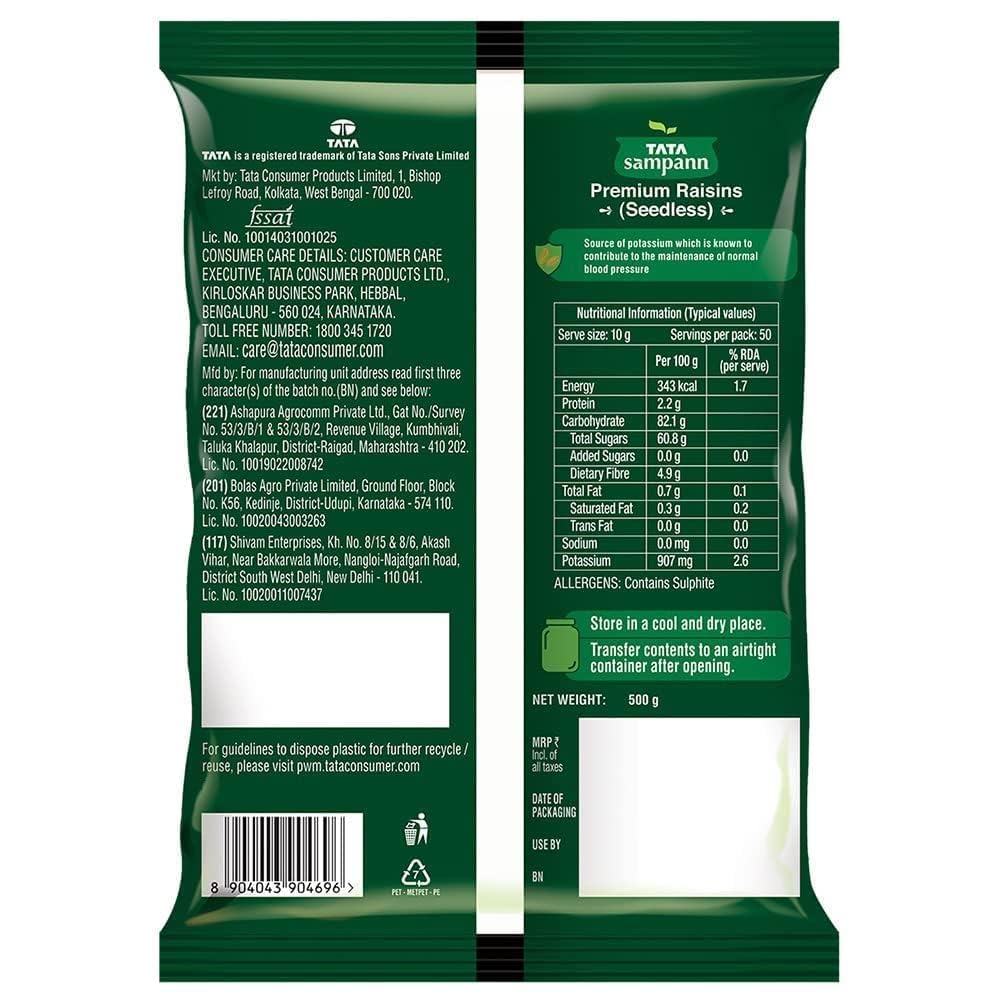Tata Sampann Pure Raisins Seedless/Kishmish, 500g