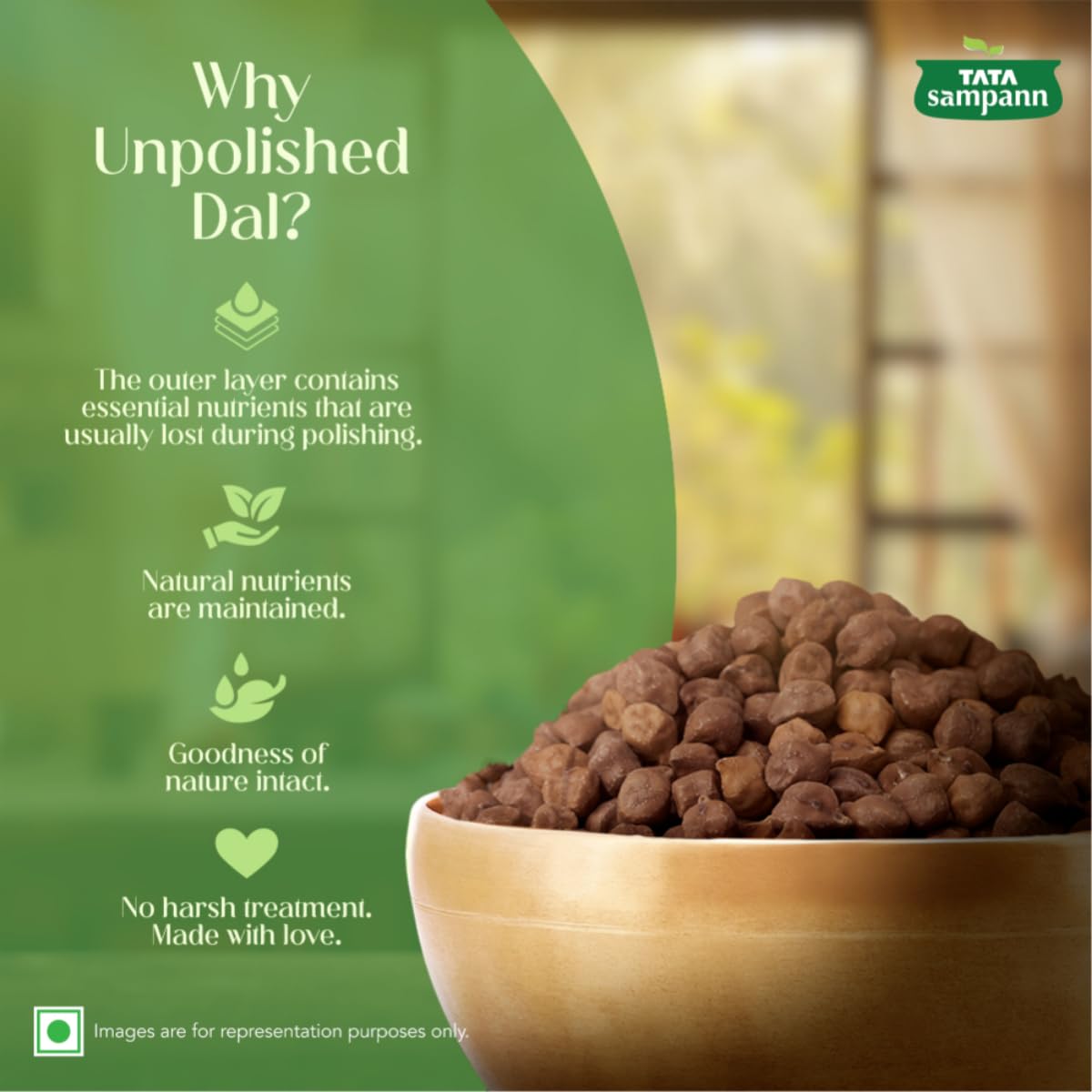 Tata Sampann Unpolished Kala (Black, Brown) Chana, 500g