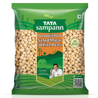 Tata Sampann Unpolished Safed Matar (White Peas), 500g, Select Grains, Dried Peas, White Ragda Chana, Vatana, Sukhe Matar, Chef Recommended