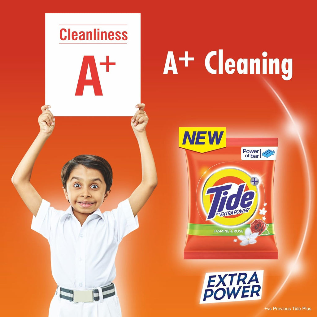 टाइड प्लस एक्स्ट्रा पावर जैस्मिन और रोज़ डिटर्जेंट वाशिंग पाउडर - 1kg पैक