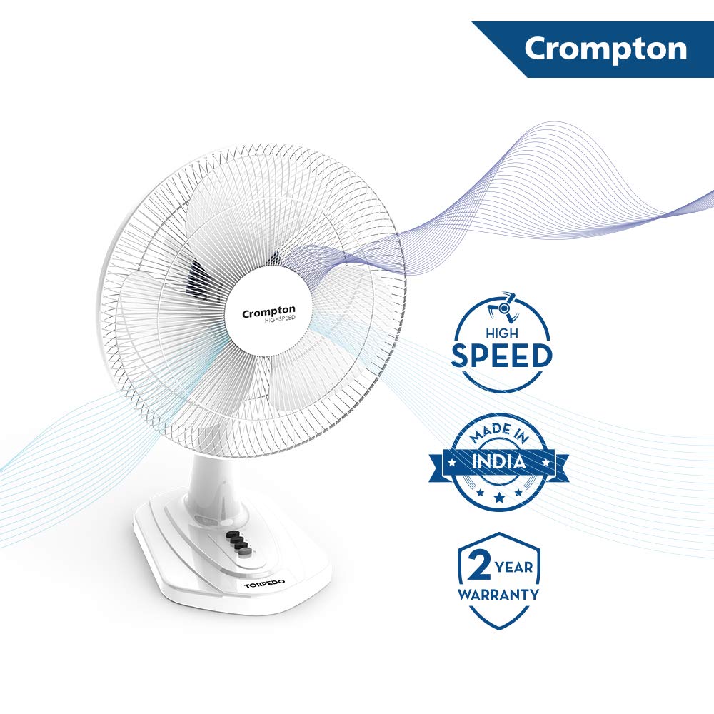 Crompton HighSpeed Torpedo 400-MM 125 Watts Table Fan (KD White)