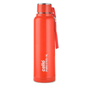 Cello Puro Steel-X Benz 900 Inner Steel Insulated Water Bottle 650 ml, Red | ISI Certified | BPA Free, Leakproof | Sturdy & Durable | Ideal for Office, College, Gym, Cycling, Camping & Outdoor Sports