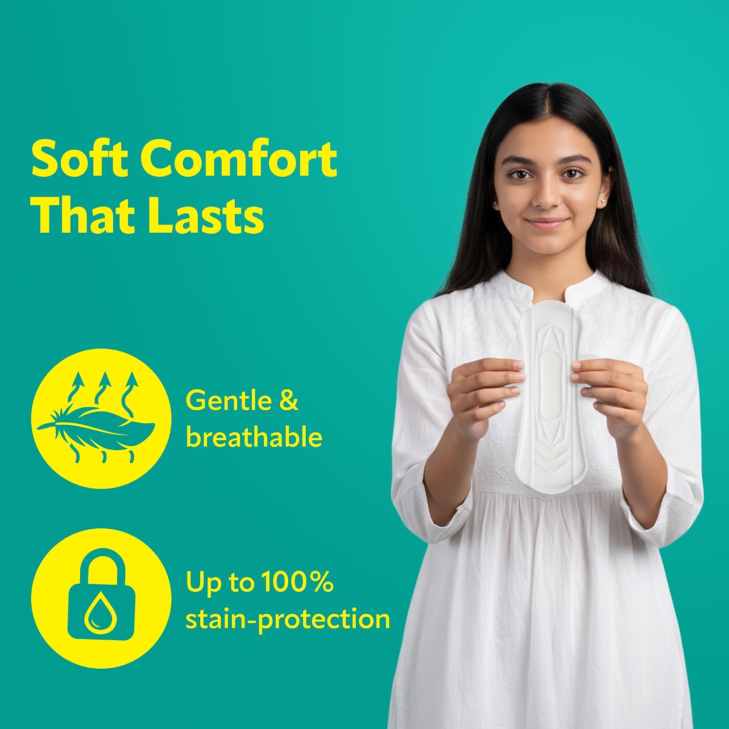 Evereve Comfort Sanitary Pads for Women, XL+ 320mm, Longest and Widest Day Pad, Thick Soft Fabric, Breathable Rash-Free Wear, Deep Absorption, Up to 100% Leak Protection, All Day Comfort, Pack of 24x2