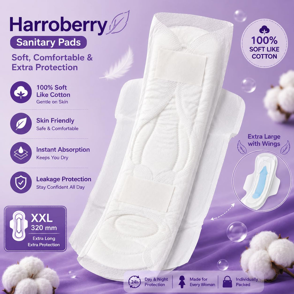 XXL Sanitary Pads for Women (40 Pads) | Secure Nights Protection | Cottony Soft | Leak Lock Technology | Odour Control | Up to 12 Hours Protection | With Wings