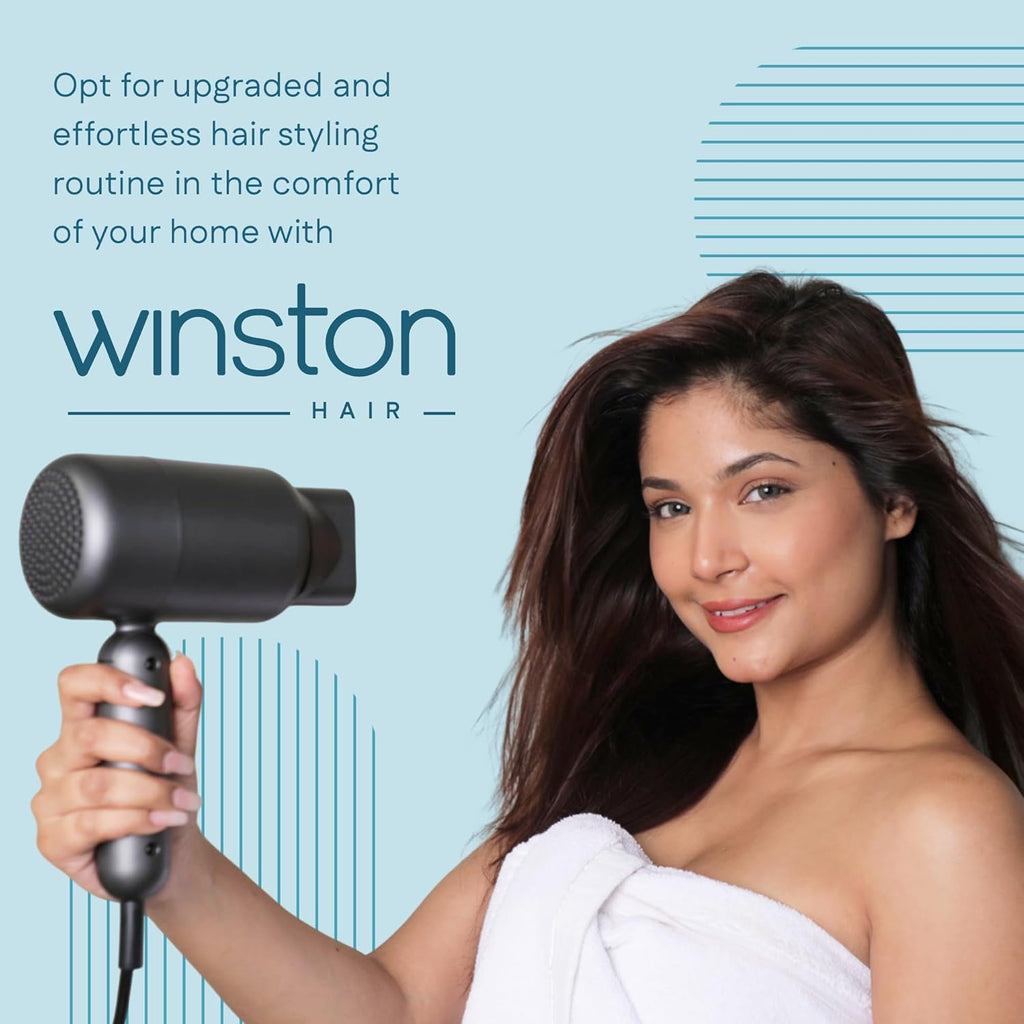 WINSTON Ionic Foldable Hair Dryer - 1400W | Compact, Foldable, and Damage-Free Drying Blow Dryer with Low Noise & Overheat Protection - 1 Year Warranty (Grey)
