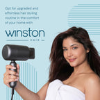 WINSTON Ionic Foldable Hair Dryer - 1400W | Compact, Foldable, and Damage-Free Drying Blow Dryer with Low Noise & Overheat Protection - 1 Year Warranty (Grey)