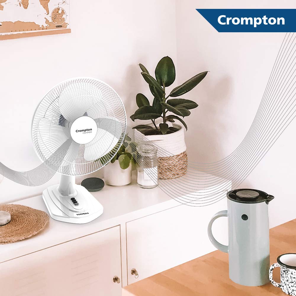 Crompton HighSpeed Torpedo 400-MM 125 Watts Table Fan (KD White)