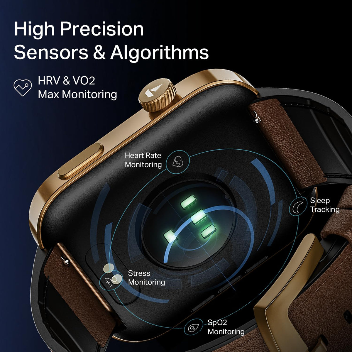 boAt Chrome Endeavour, Premium Metal Body, 1.96”(4.97cm) AMOLED Display,AI Coach Health Insights,Advanced S1 Processor,HRV,VO2 Max,Auto Watchface Refresh, Smart Watch for Men & Women (Cocoa Brown)
