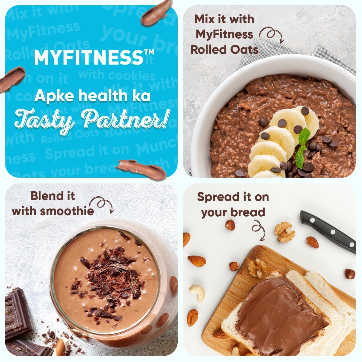 MYFITNESS Peanut Butter Chocolate Spread Crispy 510g (pack of 3)