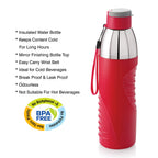 Cello Puro Gliss Insulated Water Bottle, 900 ML, Red (Plastic)