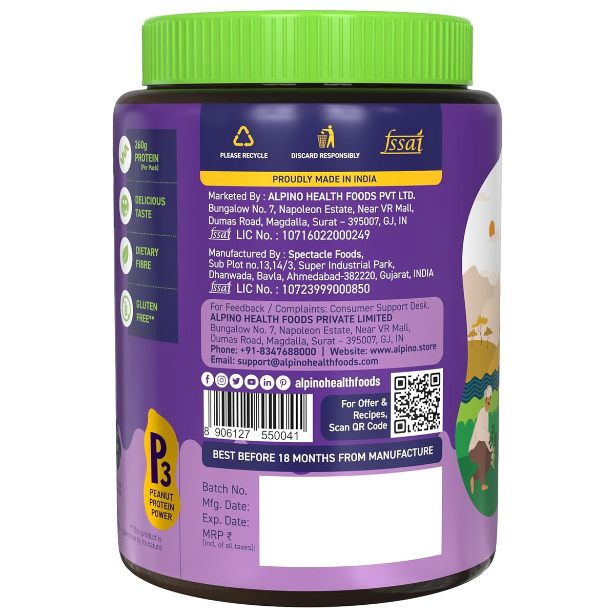 ALPINO Chocolate Peanut Butter Smooth 1kg
