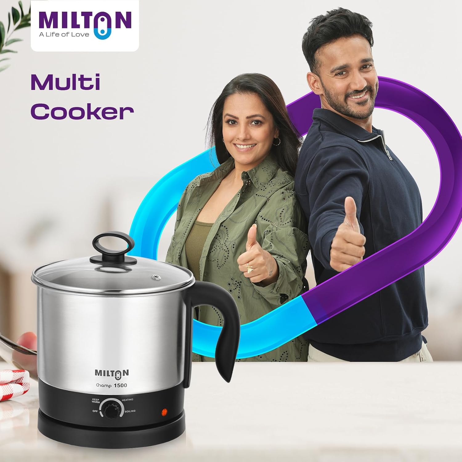 Milton Champ 1.5L 600W Electric Multi Cook Kettle with Steamer | Multipurpose Electric Kettle for Boiling Eggs, Water, Milk, Tea, Noodles & Soup | Stainless Steel Body | 3 Modes | 1 Year Warranty