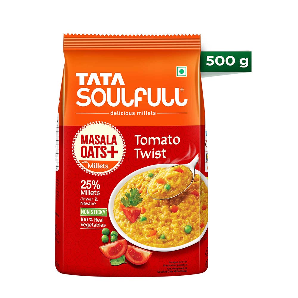 Tata Soulfull Masala Oats+ With Millets, Tomato Twist, 500g