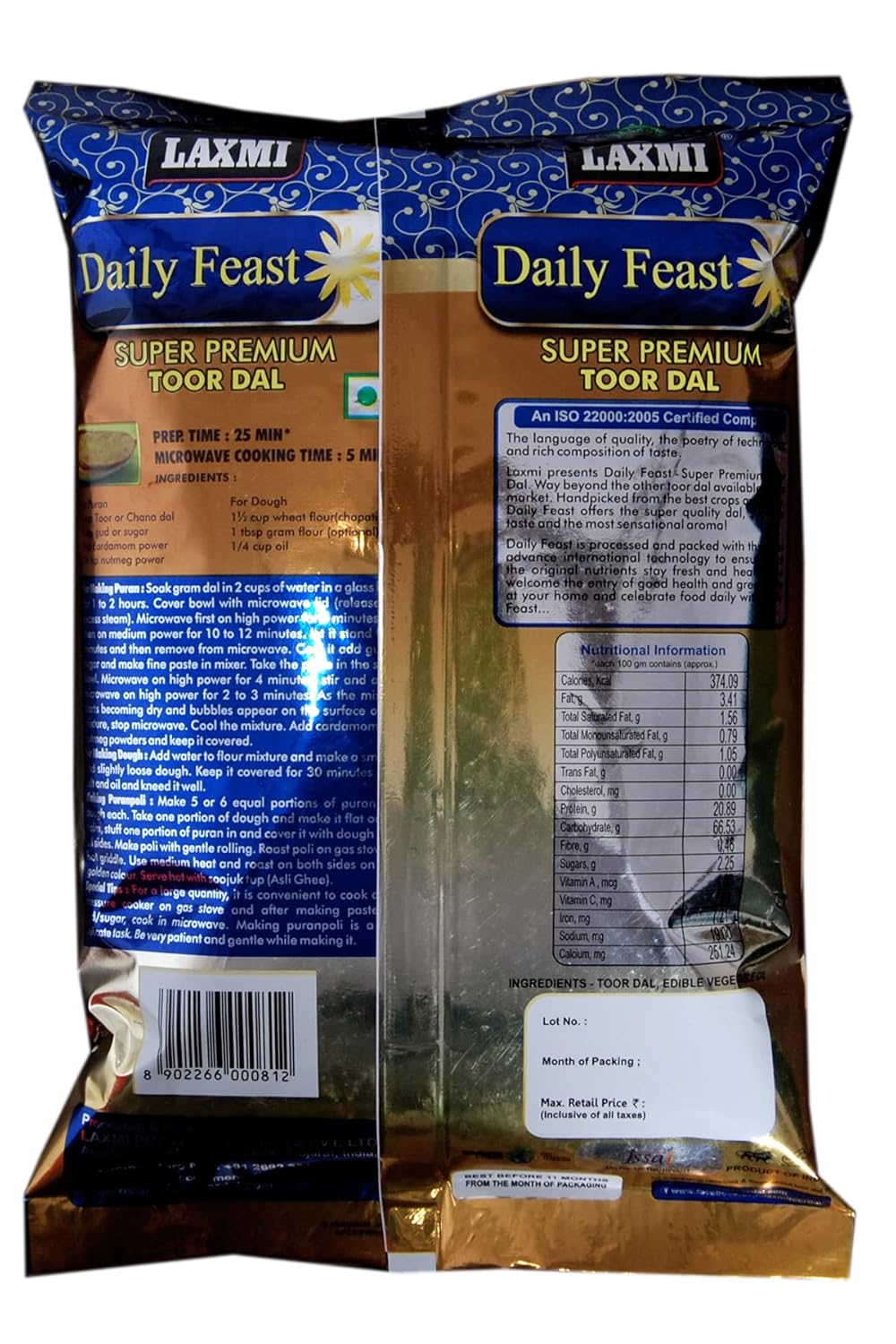 Laxmi Daily Feast Super Premium Toor Dal Oily 1 KG