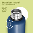 Milton Aura 1000 Thermosteel Water Bottle, 24 Hr Hot and Cold I Leak Proof Lid, ISI Certified I Vacuum Insulated I for Office, Gym, School I Dark Blue