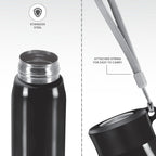 MILTON Handy 850 Stainless Steel Sipper Water Bottle 780 ml, Single Walled, ISI Certified I Leak Proof Lid, Rust Proof I For School, Office, Gym I Black