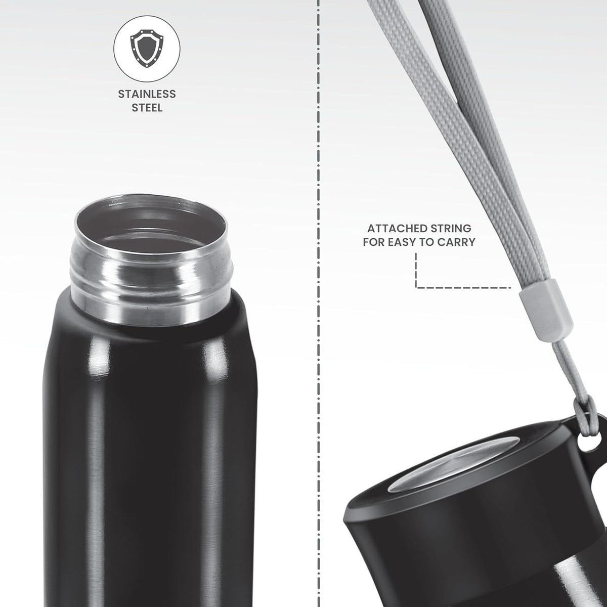 MILTON Handy 850 Stainless Steel Sipper Water Bottle 780 ml, Single Walled, ISI Certified I Leak Proof Lid, Rust Proof I For School, Office, Gym I Black