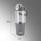 MILTON Summit 1200 2-in-1 Sip or Gulp Lid Tumbler 1200 ml | Plastic Water Bottle with Sturdy Handle & Straw | Leak-Proof, BPA-Free | Perfect for Office, Gym, Travel Tumbler for Men and Women, Grey