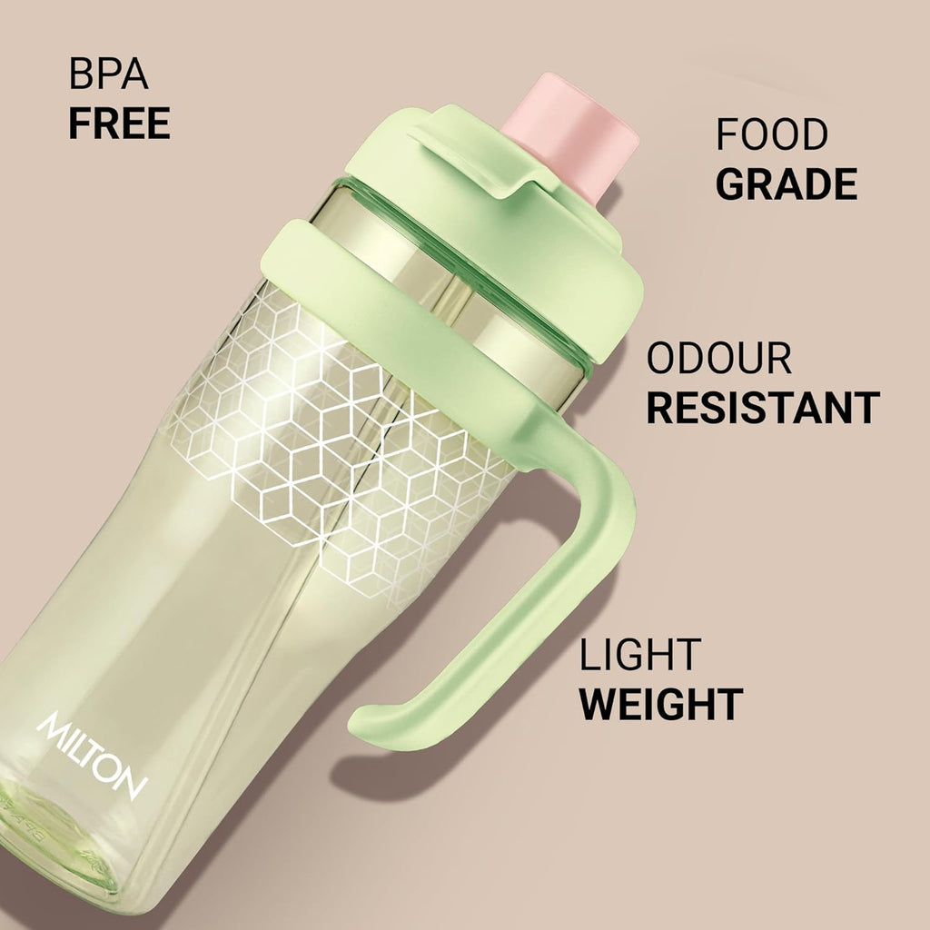 MILTON Champion 1250 2- in-1 Sip or Gulp Lid Tumbler 1.21L | Tritan Plastic Water Bottle with Handle | Leak-Proof, BPA-Free | Perfect for School, Gym, Office, Travel Bottle for Men and Women, Green